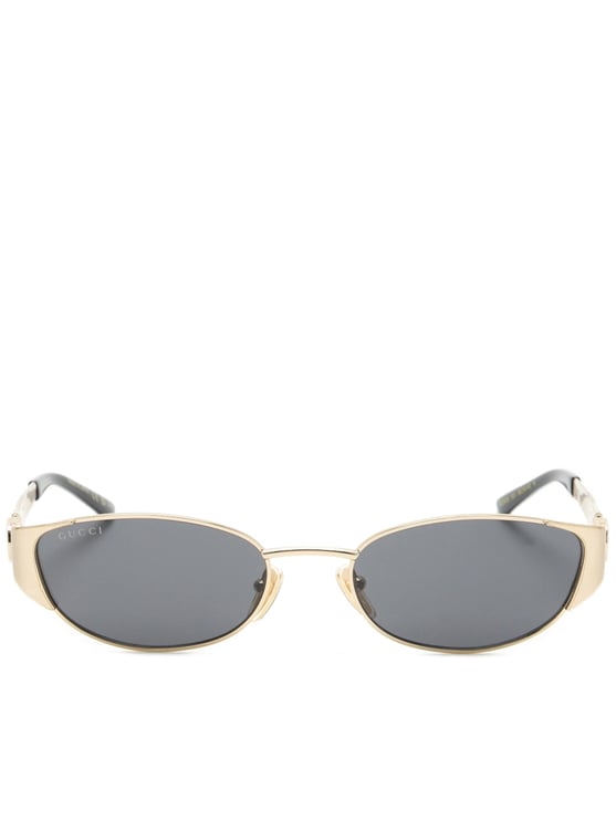 Gucci Narrow Oval Sunglasses with Gold-Tone Frame