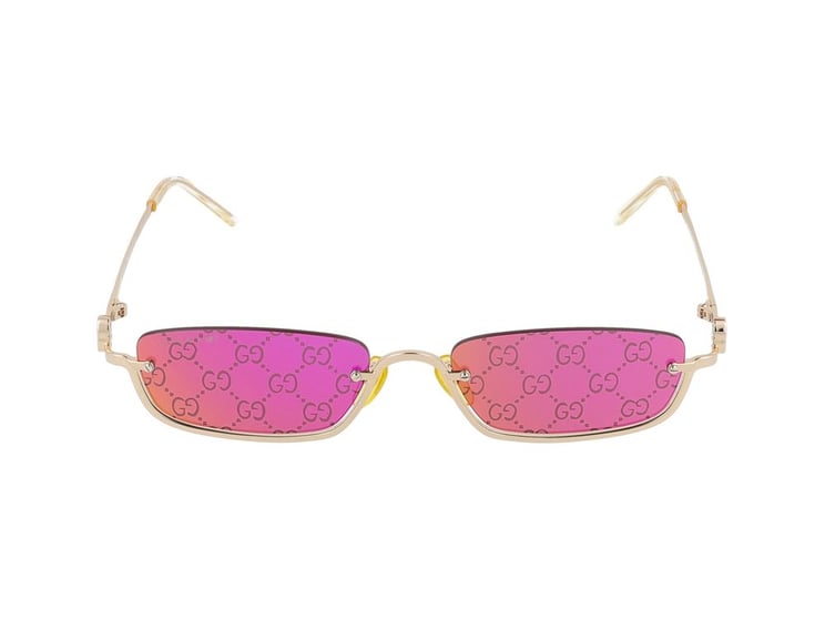 Gucci Gold Gradient Rectangular Metal Sunglasses