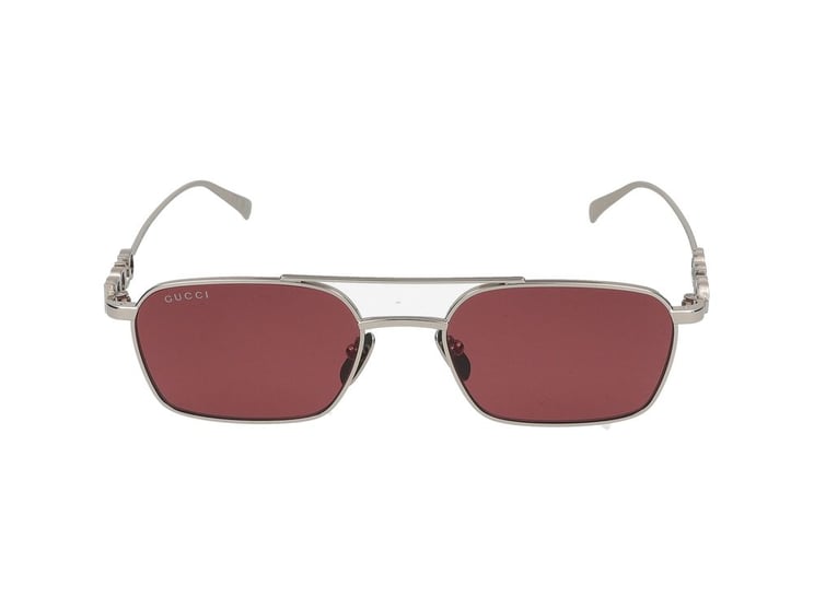 Gucci Silver Square-Shaped Metal Sunglasses