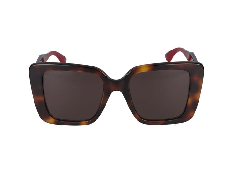 Gucci Havana Tortoiseshell Accents Oversized Square Sunglasses