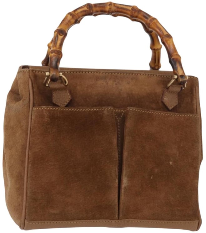 Gucci Gucci Vintage Bamboo Front Pocket Tote Suede Mini