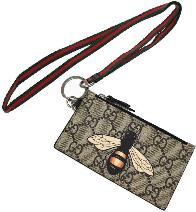 Gucci Gucci Bee Card Holder Printed GG Coated Canvas