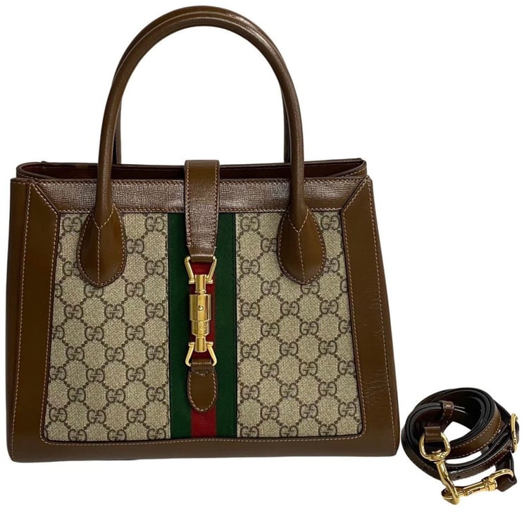 Gucci Gucci Jackie 1961 Web Tote GG Canvas and Leather Large
