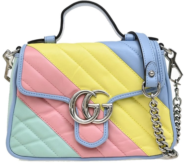 Gucci Gucci GG Marmont Top Handle Bag Leather Mini