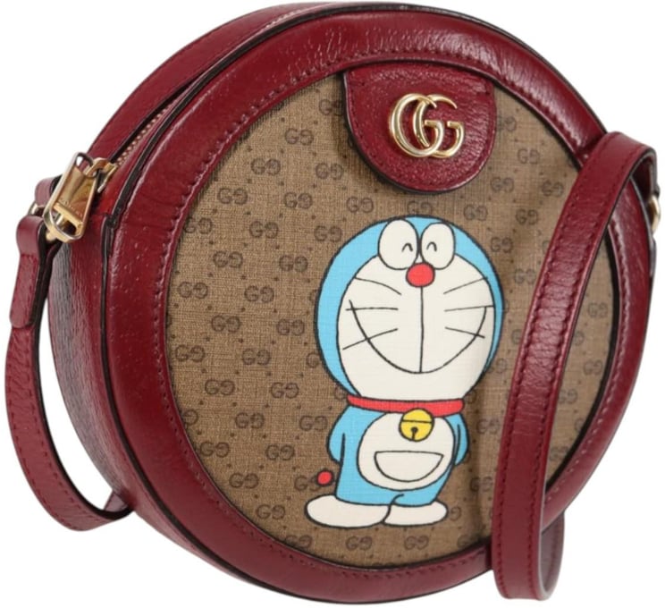 Gucci Gucci Doraemon Round Shoulder Bag Printed Mini GG Coated Canvas