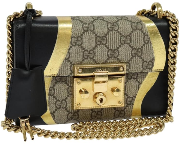 Gucci Gucci Padlock Shoulder Bag GG Coated Canvas and Leather Small