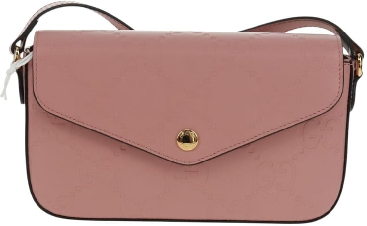 Gucci Gucci Envelope Flap Crossbody Bag Jumbo GG Embossed Leather Super Mini