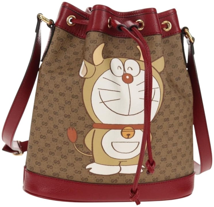 Gucci Gucci Doraemon Bucket Bag Printed Mini GG Coated Canvas Small
