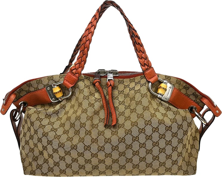 Gucci Gucci Bamboo Boston Horsebit Canvas with Leather