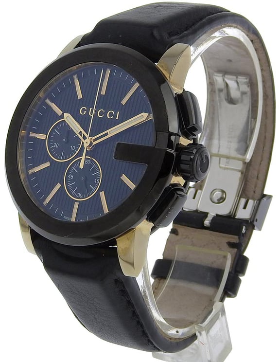 Gucci Gucci 101G Chronograph Quartz Watch Stainless Steel and Guccissima Leather with Diamond Markers 44