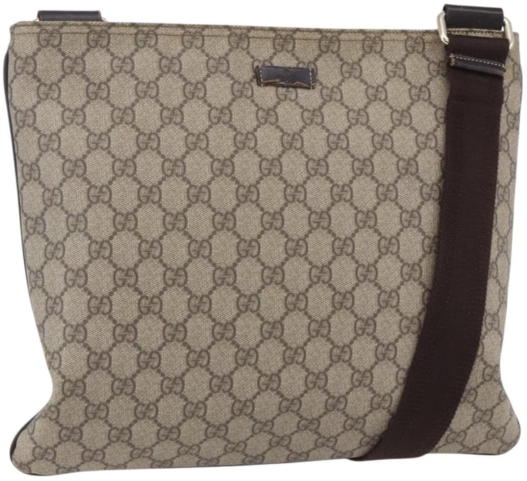 Gucci Gucci Zip Top Messenger Bag GG Coated Canvas Large
