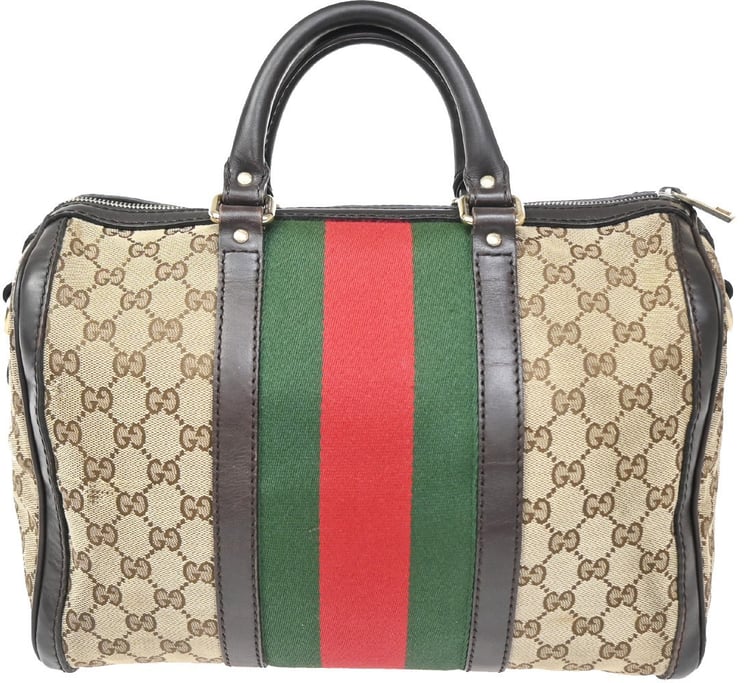 Gucci Gucci Vintage Web Boston Bag GG Canvas Medium