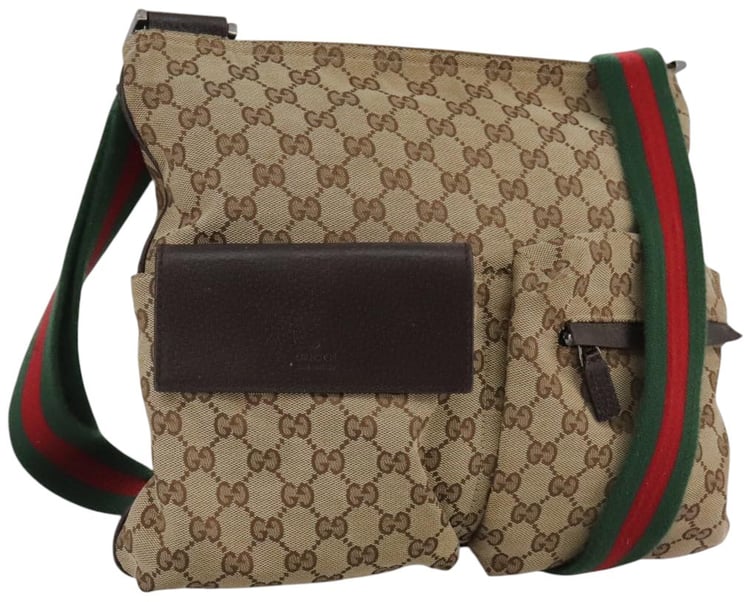Gucci Gucci Double Pocket Web Messenger GG Canvas Medium