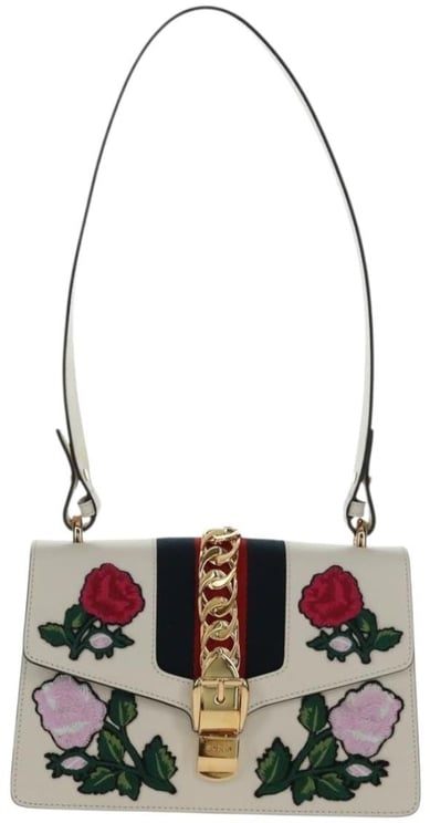 Gucci Gucci Sylvie Shoulder Bag Embroidered Leather Small