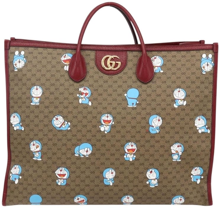 Gucci Gucci Doraemon Tote Printed Mini GG Coated Canvas Large