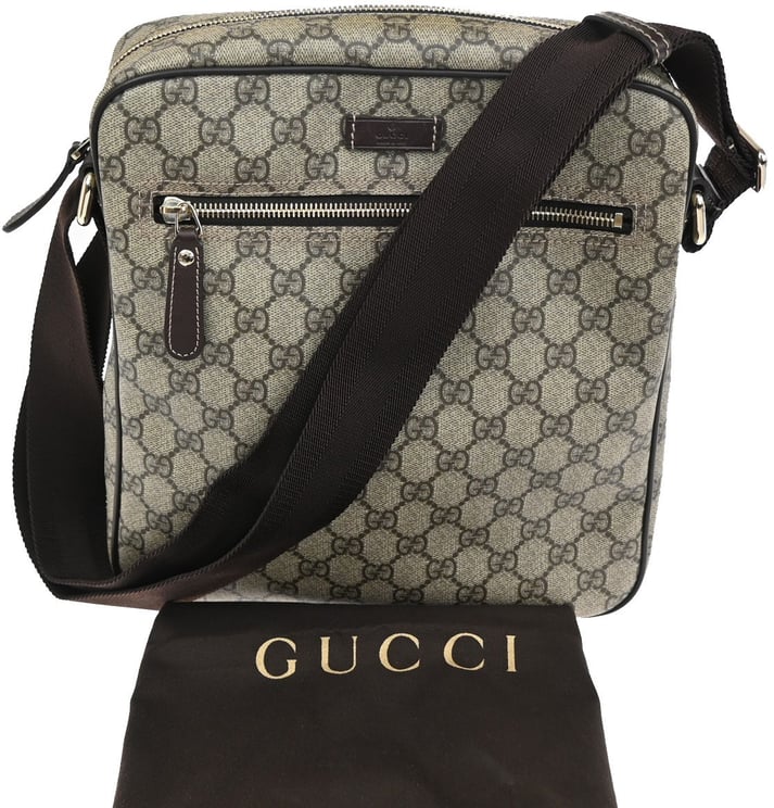 Gucci Gucci Front Zip Messenger GG Coated Canvas Medium