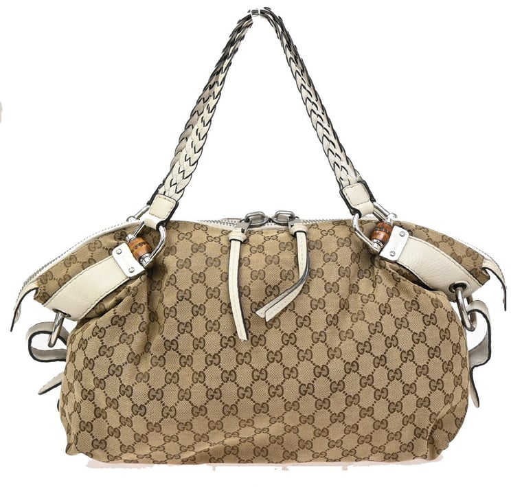 Gucci Gucci Bamboo Bar Shoulder Bag GG Canvas Large