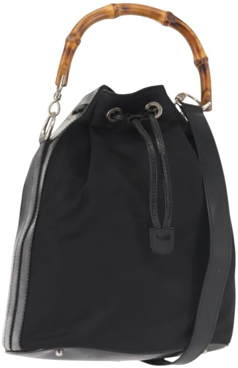 Gucci Gucci Vintage Bamboo Bucket Bag Nylon and Leather Small