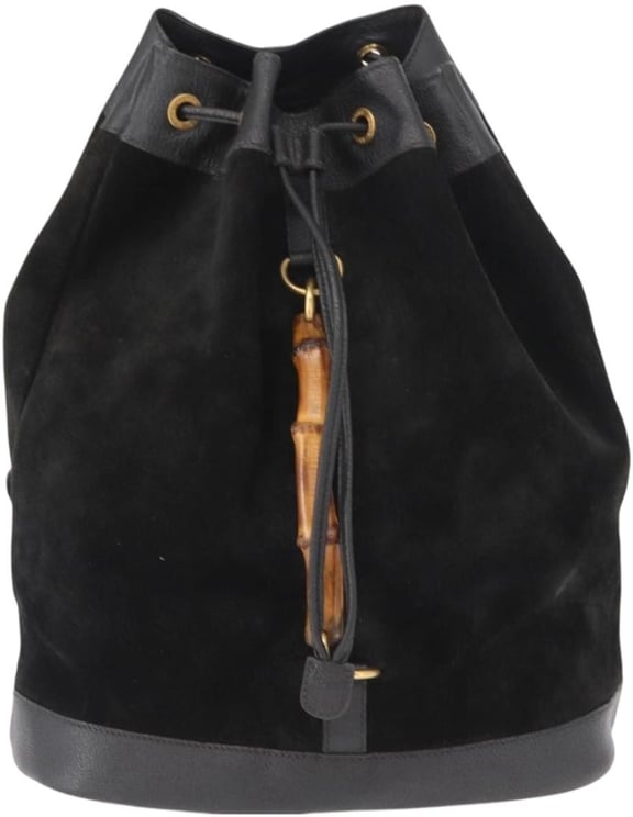 Gucci Gucci Vintage Bamboo Drawstring Backpack Suede and Leather