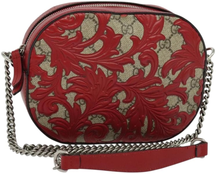 Gucci Gucci Chain Crossbody Bag Arabesque GG Coated Canvas with Leather Mini