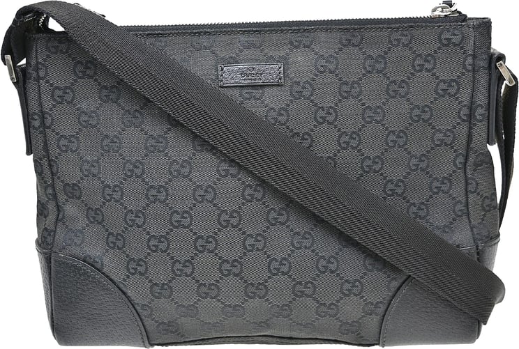 Gucci Gucci Zip Top Messenger Bag GG Coated Canvas Medium