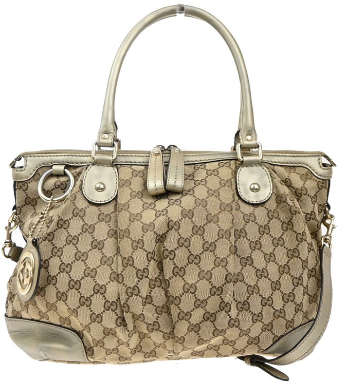 Gucci Gucci Sukey Top Handle Satchel GG Canvas with Leather Medium