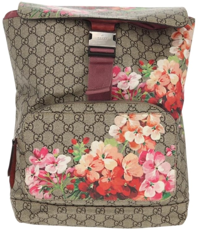 Gucci Gucci Buckle Backpack Blooms Print GG Coated Canvas Medium