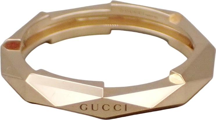 Gucci Gucci Link to Love Studded Ring 18K Yellow Gold 4mm