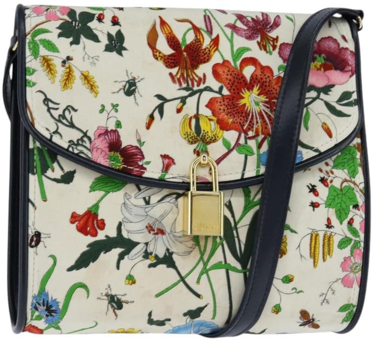 Gucci Gucci Vintage Flap Crossbody Bag GG Coated Canvas and Leather