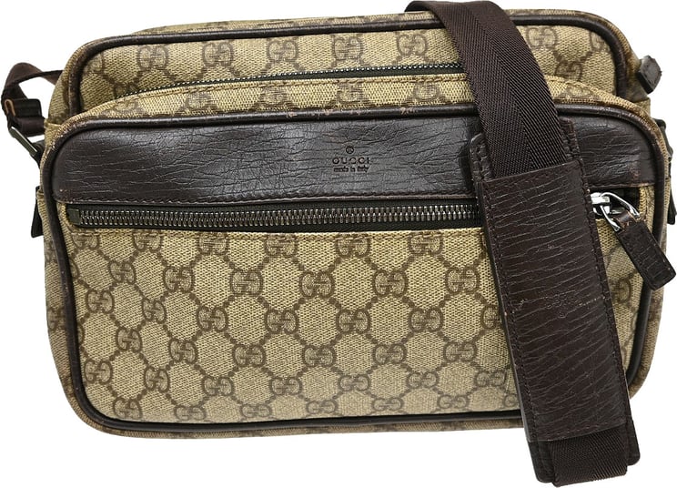 Gucci Gucci Front Zip Pocket Messenger GG Coated Canvas Medium