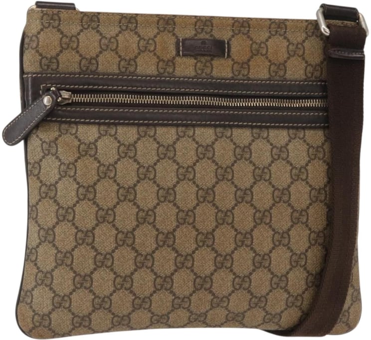 Gucci Gucci Flat Messenger Bag GG Coated Canvas Medium