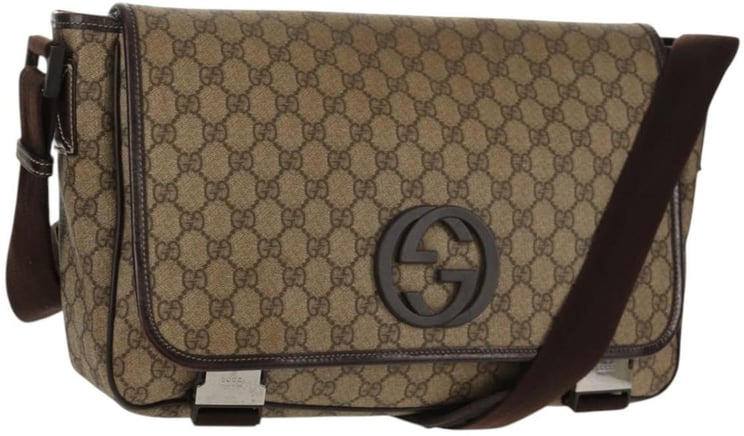 Gucci Gucci Interlocking G Messenger Bag GG Coated Canvas Large