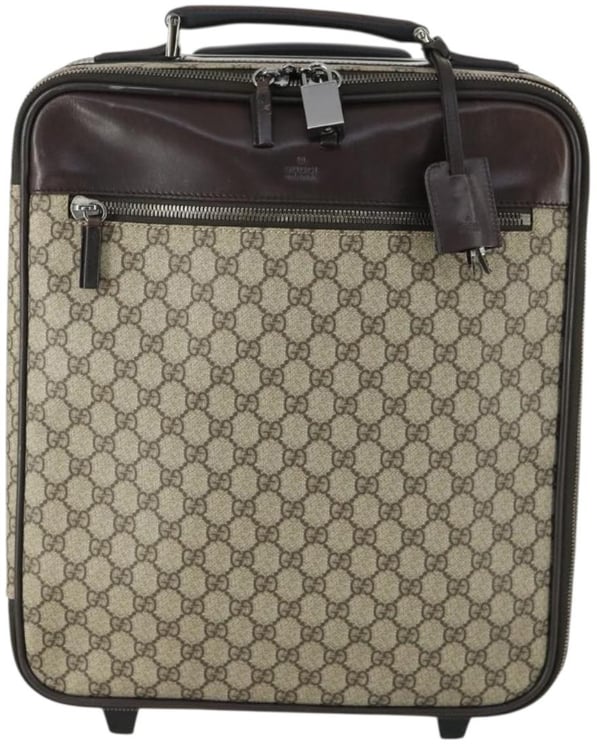 Gucci Gucci Web Trolley Rolling Luggage GG Coated Canvas Small