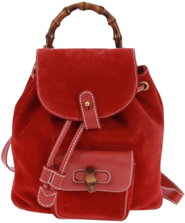 Gucci Gucci Vintage Bamboo Backpack Suede Small