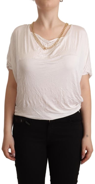 Guess Guess By Marciano White Short Sleeves Gold Chain T-shirt Top