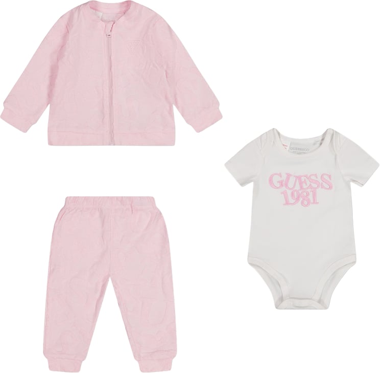 Guess Guess Baby Unisex Setje In Licht Roze