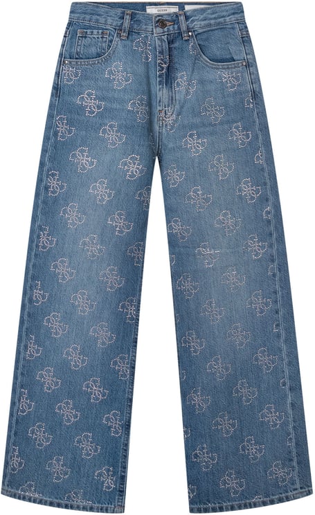 Guess Jeans Denim a Gamba Dritta con Motivo