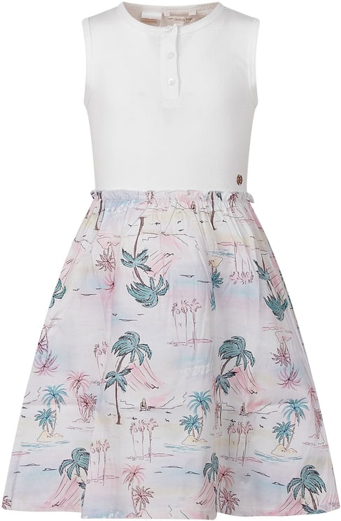 Guess Abito in Tessuto Misto con Stampa Tropicale