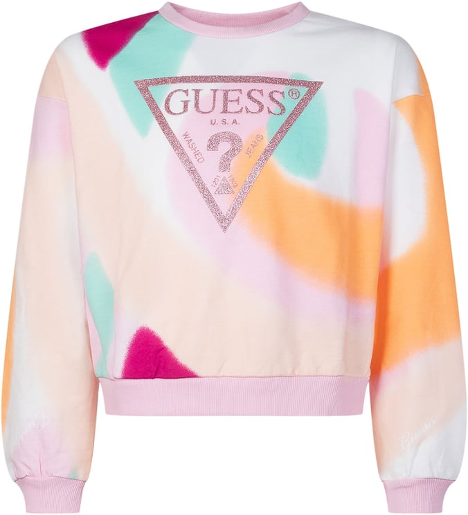 Guess Felpa Crop Oversize con Stampa Logo