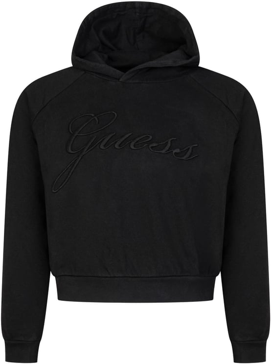 Guess Felpa Crop con Cappuccio e Logo Ricamato