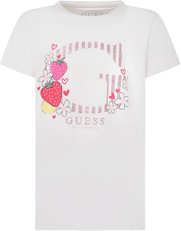 Guess T-shirt Girocollo con Stampa Fragole