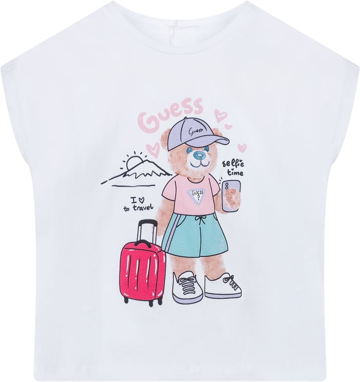 Guess T-shirt Manica Corta con Stampa Orso