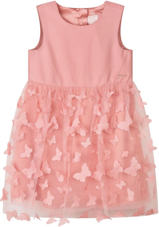 Guess Abito Smanicato con Gonna in Tulle e Applicazioni