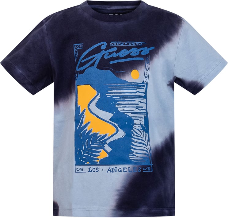 Guess T-shirt a Maniche Corte Tie Dye con Stampa Grafica