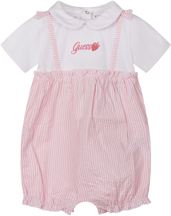 Guess Pagliaccetto in Tessuto Misto con Righe e Colletto