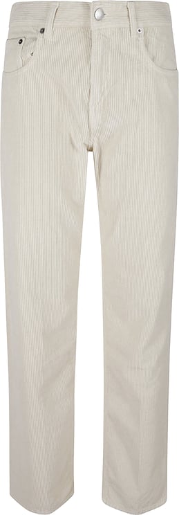 Haikure Straight-Leg Corduroy Pants With Leather Patch Detail