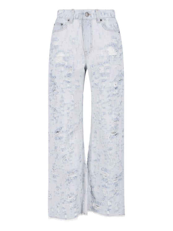 Haikure Light Blue Winny Wide-Leg Destroyed Jeans
