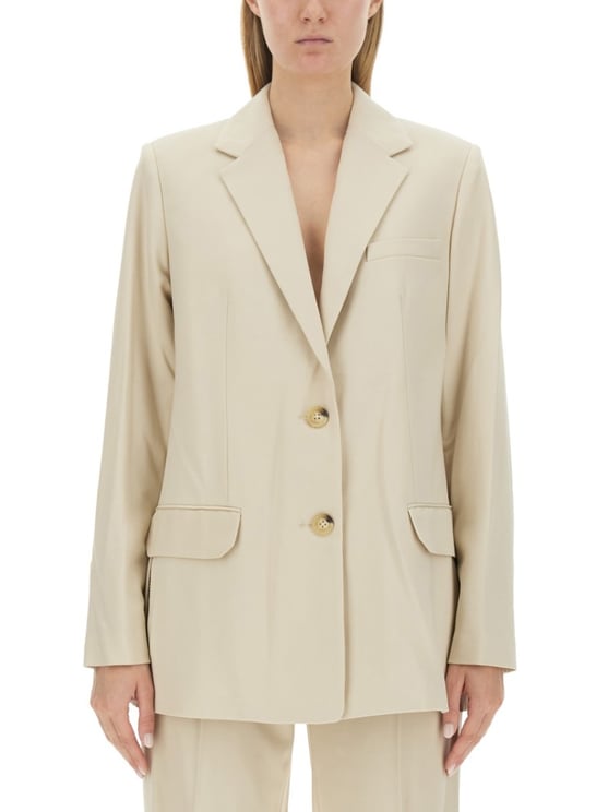 Helmut Lang Tailored Jacket With Notched Lapel And Distinctive Logo