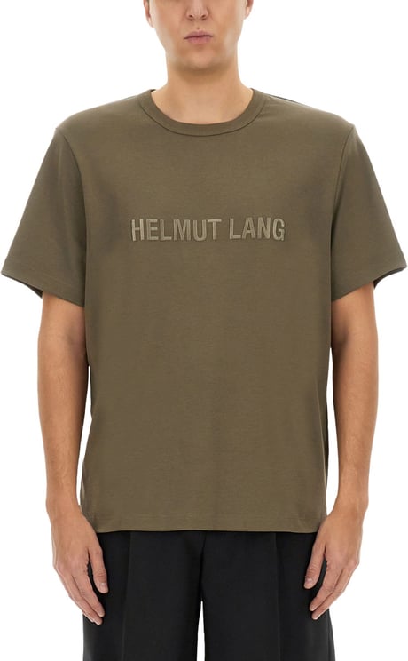 Helmut Lang Regular Fit T-Shirt with Tonal Logo Embossing