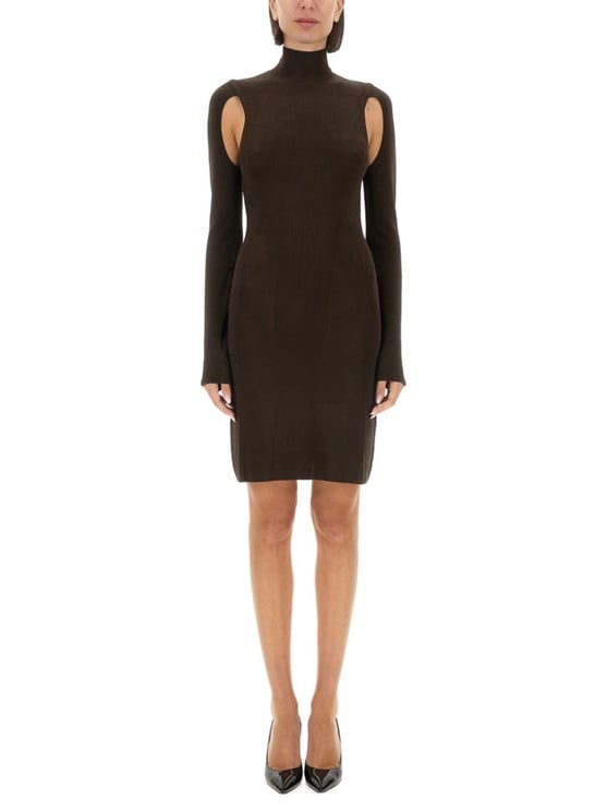 Helmut Lang Ribbed Turtleneck Mini Dress